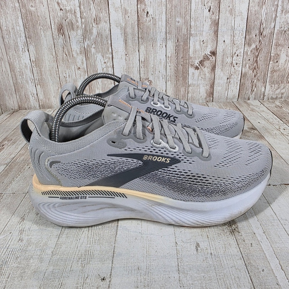 Brooks Adrenaline GTS 25 Grey Peach Running Shoes 1204431D032 Womens 8.5 Wide D